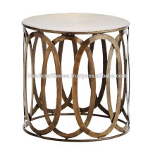 Elegant Round Brass Pattern with Glass Top Coffee Table